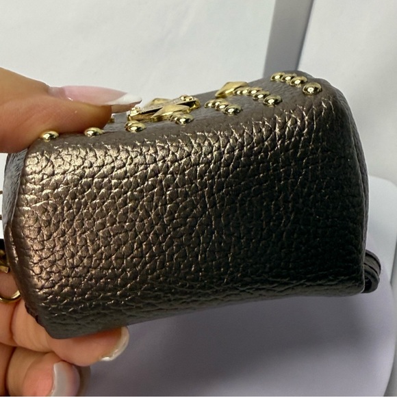 Gold Studded Bronze Mini Backpack Keychain FOB Bag Charm - Picture 6 of 9